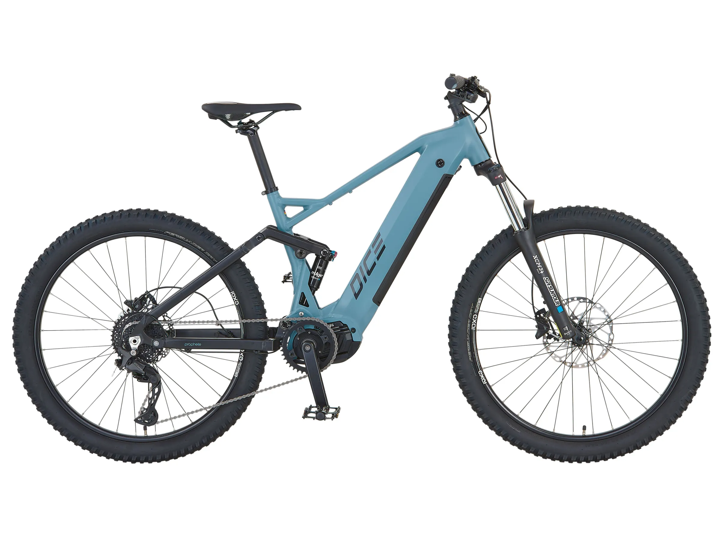 Prophete E-Bike MTB Dice 4.0 Full-Suspension Grau-Schwarz Matt 27,5″